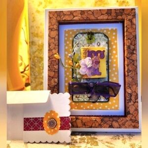 Handcrafted 3D Initials "T" Framed Design w/ Gift Card-wall hang/stand d…